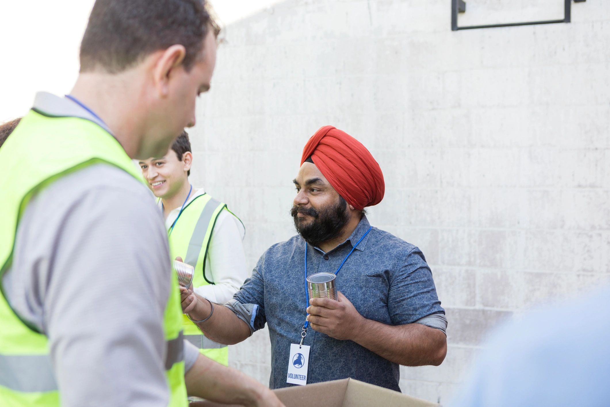 Volunteer team organizing food boxes for distribution